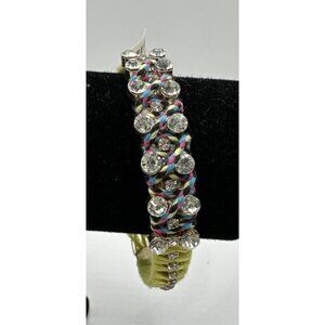 Torrid Yellow Multi Color Thread Wrapped Rhinestone Bracelet NWT BOHO Cuff